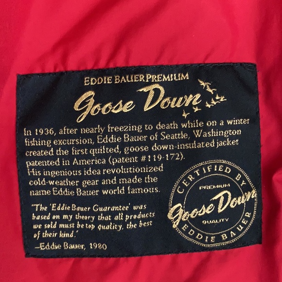 {VTG} Eddie Bauer | Diamond Quilted Premium Goose Down Full Zip Puffer Coat (1X) - Picture 9 of 16